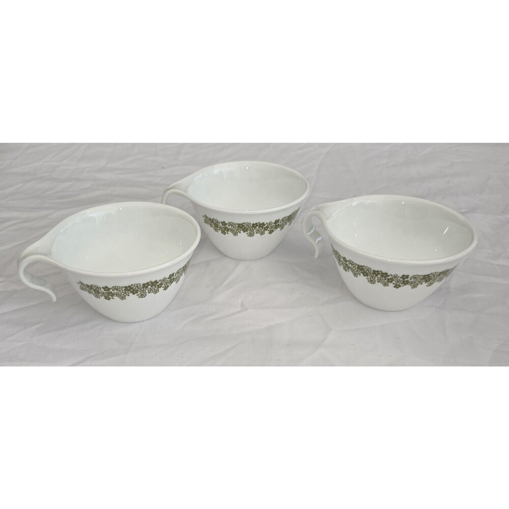 Set of 3 - Vintage Corelle Spring Blossom Crazy Daisy Coffee Cups Hook Handles